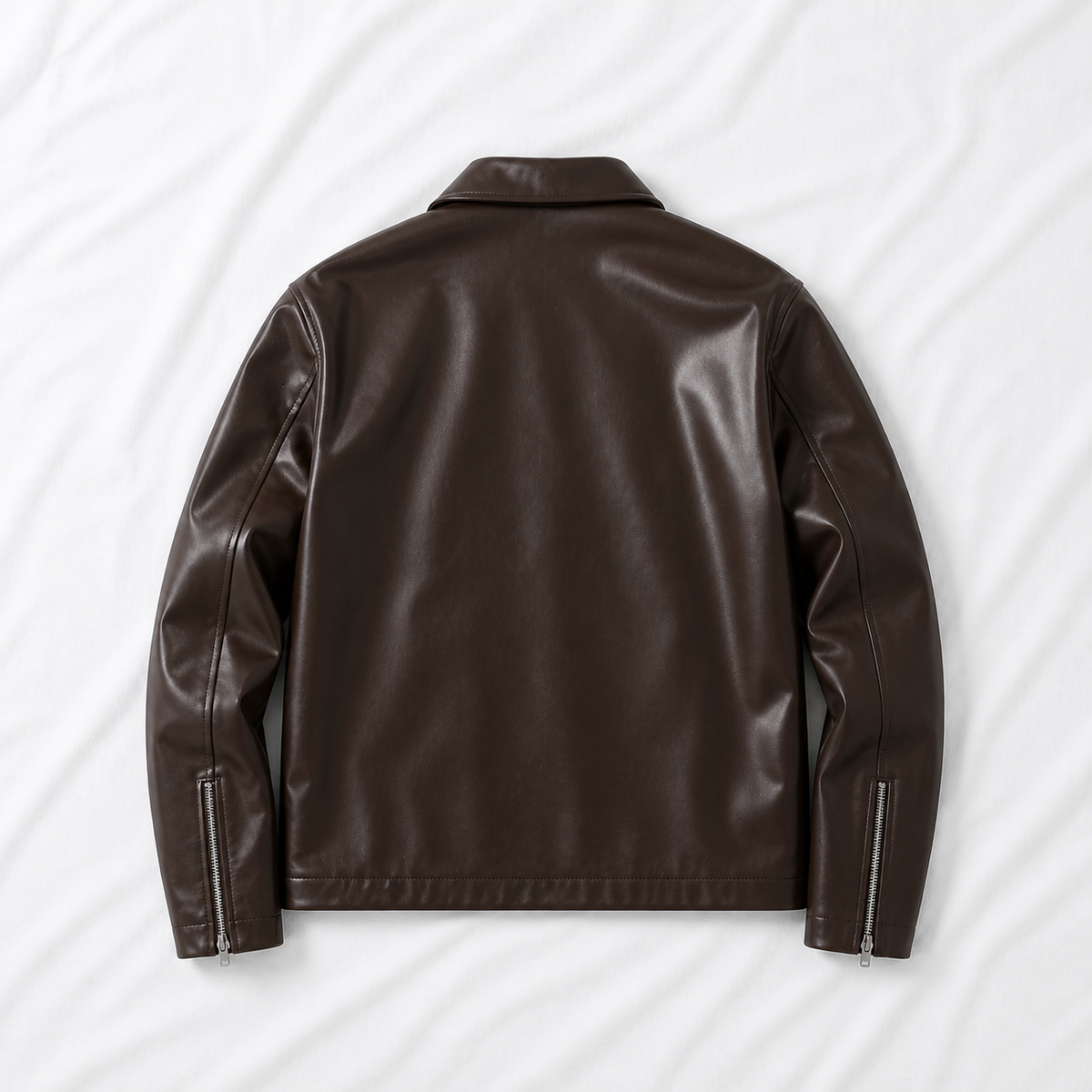 Brown Basic Faux Leather Jacket | Classic Streetwear Jacket