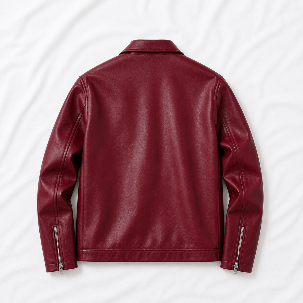 Maroon Faux Leather Jacket for Men