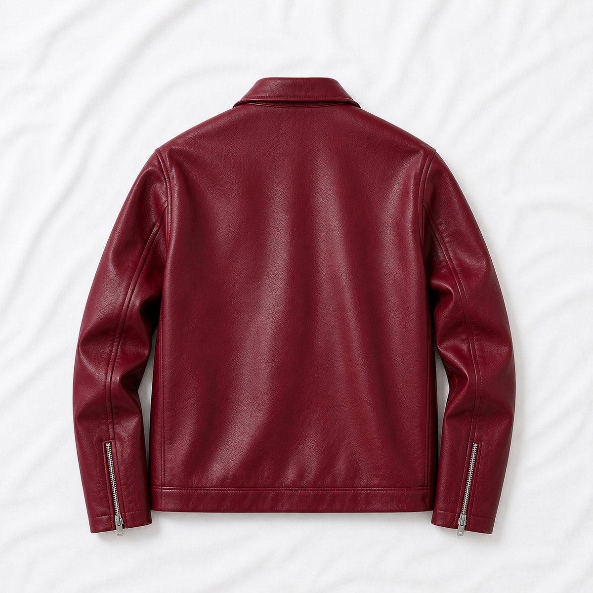 Maroon Faux Leather Jacket for Men