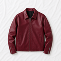 Maroon Faux Leather Jacket for Men