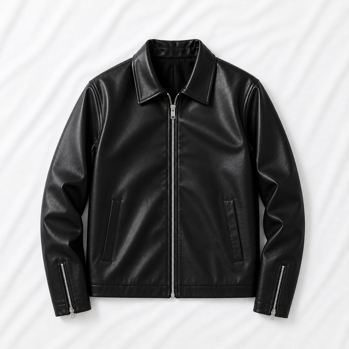Black Basic Faux Leather Jacket | Classic Streetwear Jacket