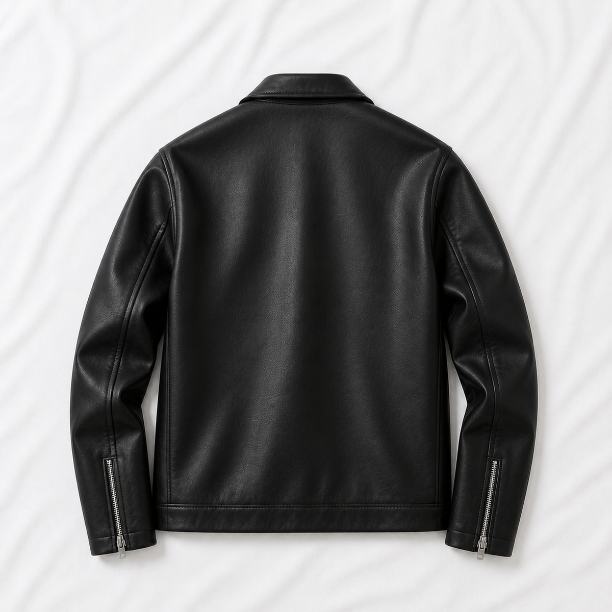 Black Basic Faux Leather Jacket | Classic Streetwear Jacket