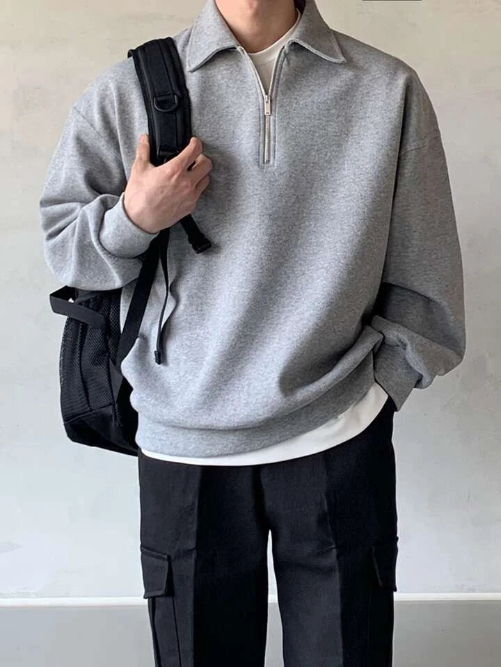 Grey Sweat T-Shirt | Minimal Streetwear Sweatshirt Tee