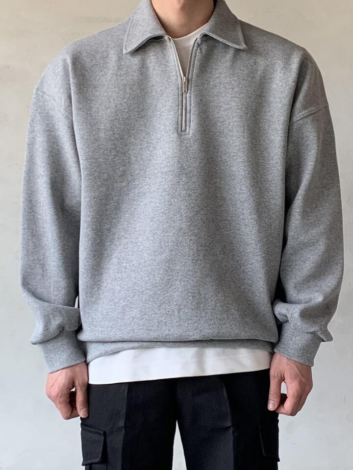 Grey Sweat T-Shirt | Minimal Streetwear Sweatshirt Tee