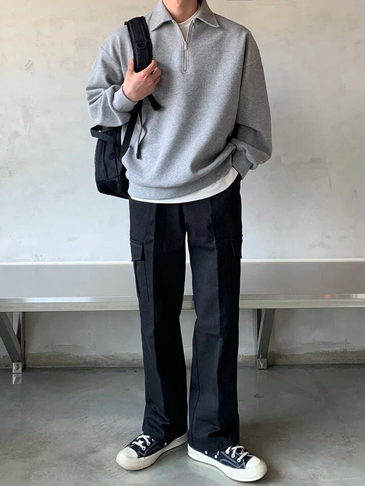 Grey Sweat T-Shirt | Minimal Streetwear Sweatshirt Tee