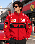 Red Ferrari inspired F1 racing jacket front view