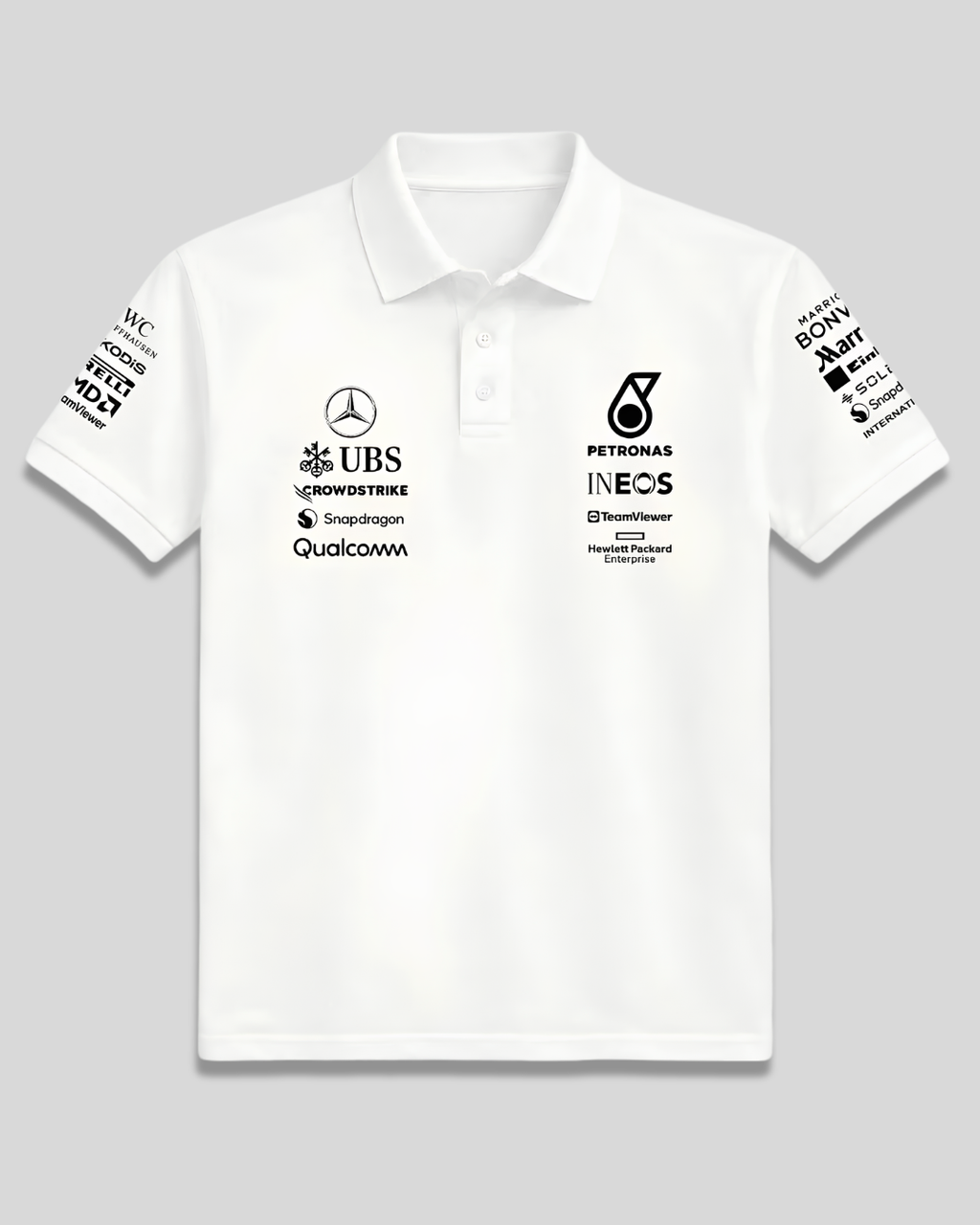 AMG Petronas inspired White racing polo shirt