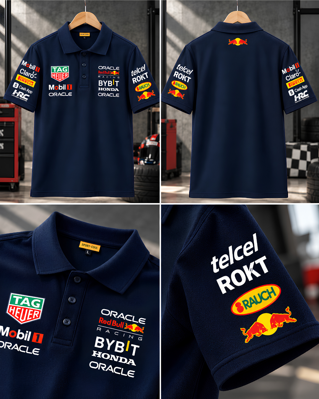 Red Bull Navy Blue Racing Polo T-Shirt – Red Bull Motorsport Inspired Edition