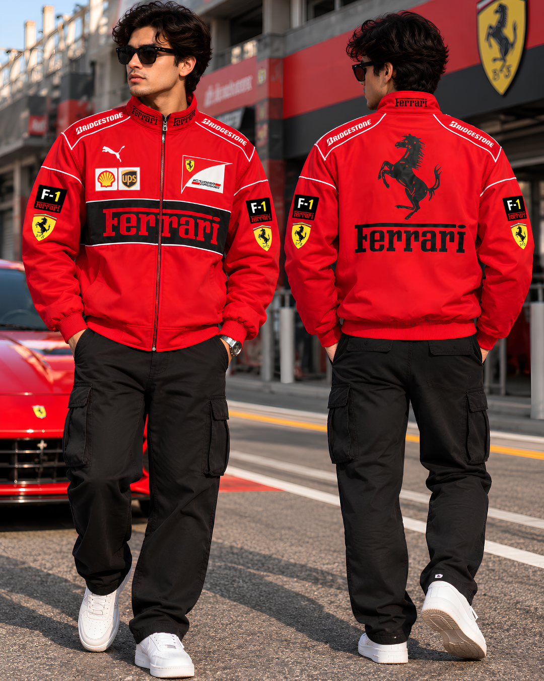 Ferrari inspired red streetwear jacket for men