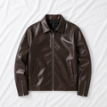 Brown Basic Faux Leather Jacket | Classic Streetwear Jacket