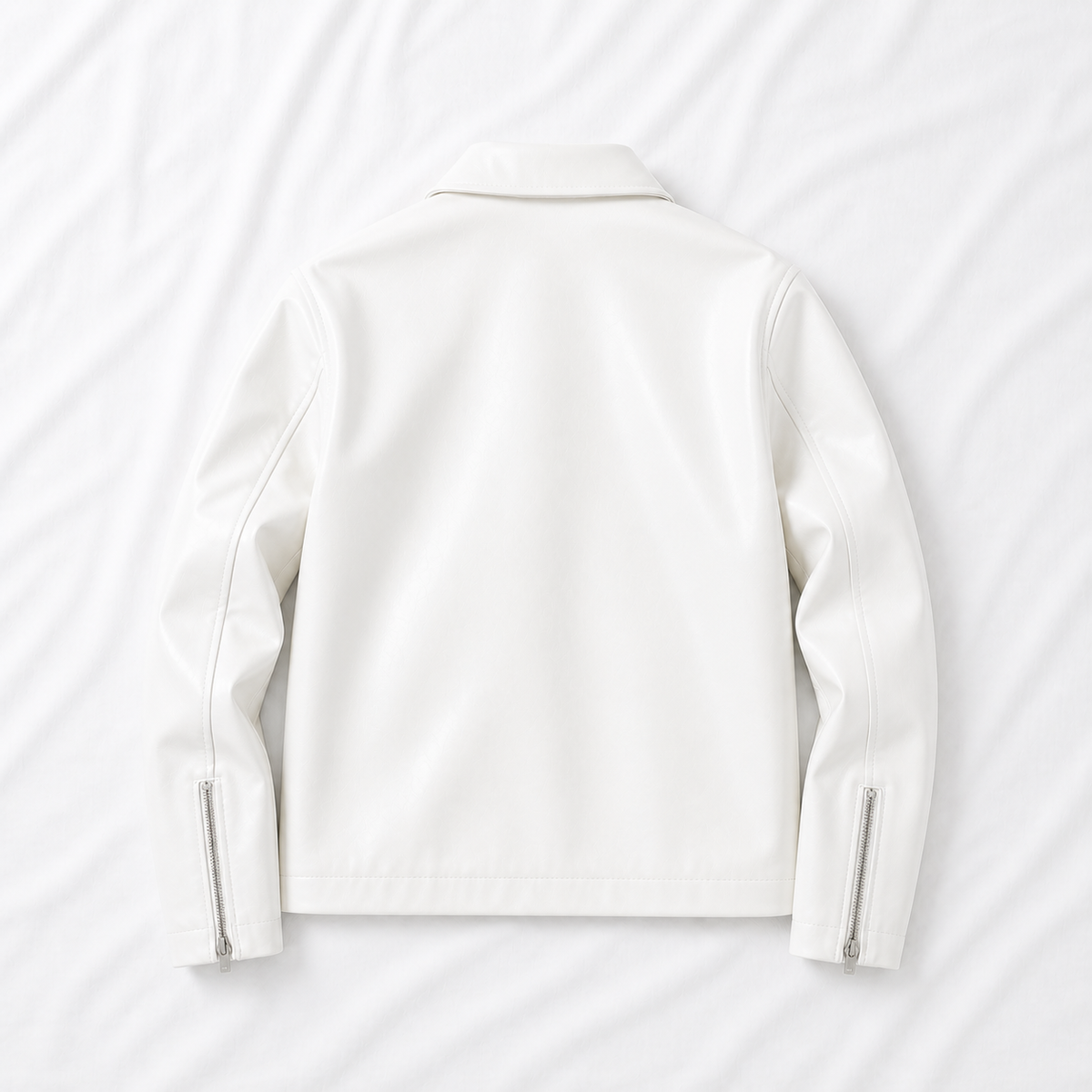 White Basic Faux Leather Jacket | Classic Streetwear Jacket